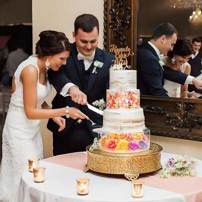 2-Pack Acrylic Cake Stand, Refillable Transparent Cake Decoration, Suspended Cake Stand, Cupcake Tier, Round Cake Display Stand, Suitable For Birthday Banquets, Wedding Decorations, Afternoon Tea Dessert Tables, Holiday Party Displays (6 Inches, 10 Inches)