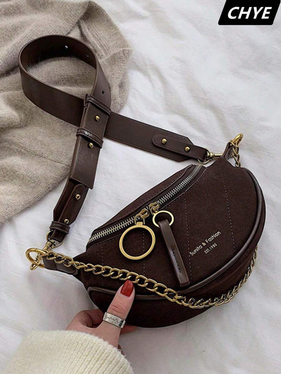 1 Stück modische neue einfarbige Damen Brusttasche mit matter Oberfläche, passend für Herbst und Winter, vielseitig und elegant, Wildleder Umhängetasche/Schultertasche