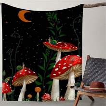 1pc Night Mushroom & Snail Pattern Throw Blankets.Soft Blanket. Cozy Soft.Suitable For Couches. Beds. Travel. Camping. Living Rooms. Offices.280gsm Ideal For Fantasy Lovers And As A Whimsical Gift - trắng - Xem 9