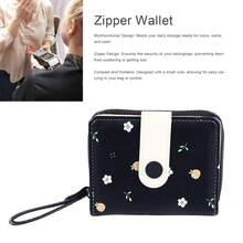 Cartera compacta para mujer con compartimento para monedas con cremallera - Negro - Ver 4
