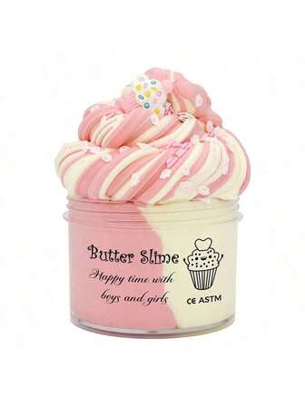 黄油史莱姆，奶油香味史莱姆生日礼物，柔软不粘的 DIY 史莱姆套装派对礼物，情人节、复活节、圣诞节、万圣节填充物 [随机贴纸]