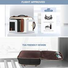 LOVEVOOK Travel Backpack For Women,40L Carry On Backpack Flight Approved,TSA Personal Item Travel Bag Fits 17 Inch Laptop,Business Weekender Overnight Daypack With Back Pad And Chest Buckle,Cubes - Black, White and Brown - View 2