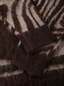 Casual Loose V-Neck Button-Up Cardigan, Zebra Print, Streetwear Style Unisex Top, Spring/Autumn/Winter - Brown - View 6
