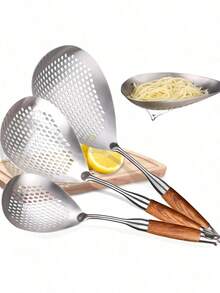 1Pc 201 Stainless Steel Spider Strainer Skimmer - Extra Long Heat Resistant Handle For Noodles, Frying, Pasta & Drain Oil