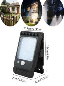 24LED 多功能太阳能壁灯，便携且易于安装，适用于庭院壁灯、花园照明、户外栅栏照明和夜灯，配有运动传感器和夹子的户外灯、壁灯，具有 3 种灯光模式，适用于栅栏、露台、墙壁、车库和庭院，有 1 格/6 格（24LED/COB）可供选择，适用于圣诞节装饰、万圣节装饰和节日庭院照明。 - 黑色 - 查看 15