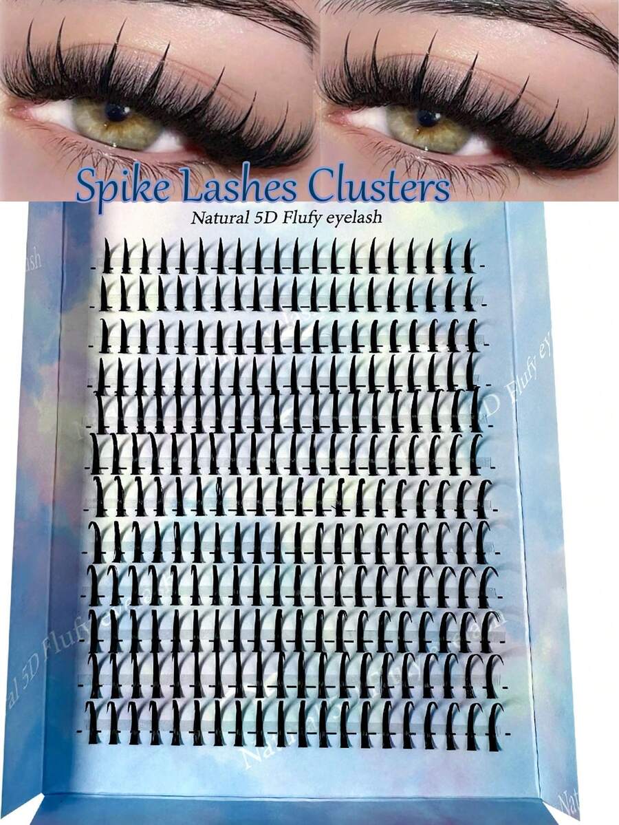 New 240pcs 16-18MM Spiky Lash Extension Premade Individual Lashes Cluster Eyelash Extensions D/DD Curl Wispy Lash Clusters Volume  Eyelash Fairy Halloween Cosplay Manga Lashes - 黑色 - 查看 1