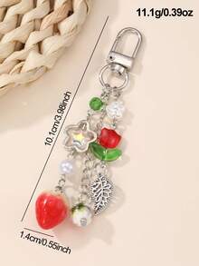 1 Stück Schlüsselanhänger mit Erdbeere, Blume und Entlein für Mädchen, geeignet für den täglichen Outfit