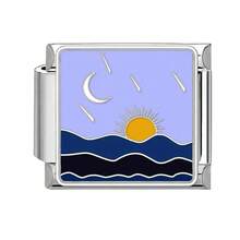 1/5/10/20/30/50pcs Stainless Steel Modular Bracelet Components, Romantic Starry Night Sky Series, DIY Detachable Bracelet Spring Cube