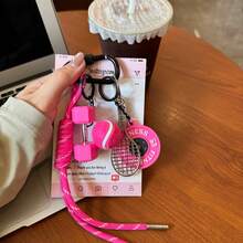 Breloc brățară țesută cu gantere pentru tenis, lucrat manual, accesoriu cu pandantiv pentru cheie de mașină, folosit pentru cadouri de Halloween și accesorii de agățat rucsac, decorațiuni de sărbători, cadouri de petrecere, brelocuri unice, bijuterii creative, țesut durabil, brățări lucrate manual, breloc pentru tenis, obiecte decorative mici, potrivit pentru pasionații de Halloween și colecționarii de accesorii.