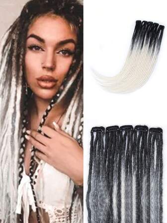 5 件 24 英寸辫子接发夹，20 股柔软合成夹式辫子，手工钩编发辫接发 0.6 厘米