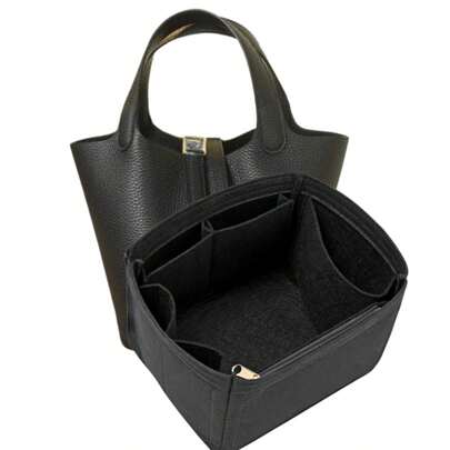 毛毡钱包收纳袋适用于 Picotin 22 18 插袋手提包内袋收纳袋高品质大容量内袋（黑色）