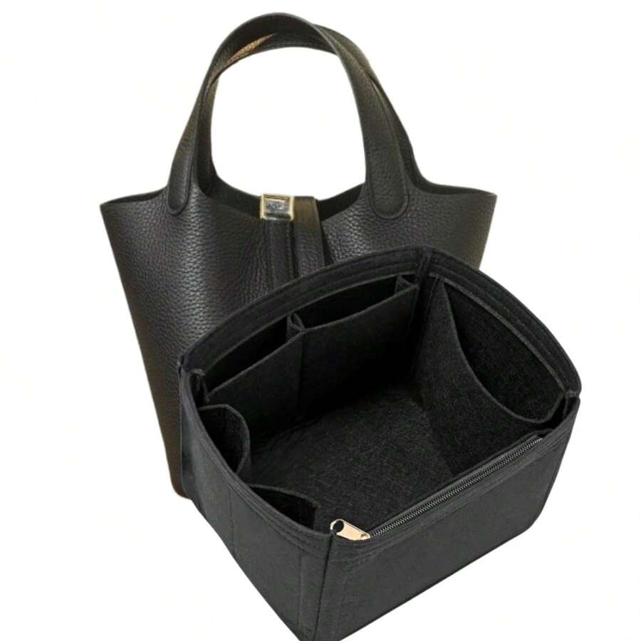 毛毡钱包收纳袋适用于 Picotin 22 18 插袋手提包内袋收纳袋高品质大容量内袋（黑色） - 黑色 - 查看 1