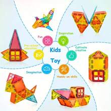 磁力積木玩具 磁力片 小尺寸 40片/100片 兒童堆疊積木 幼兒積木 DIY 建築組裝玩具 男女適用 生日節日禮物 親子互動 開學禮物 - 彩色 - 查看 5