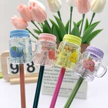 1件/2件/3件/4件/5件/6件/9件/10件/15件/32件创意珍珠奶茶杯卷笔刀，单孔，易削，金属刀片，ABS塑料，防刮，透明刨花收集器，设计 - 彩色 - 查看 13