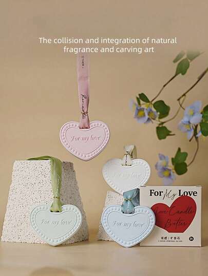 1 pieza Colgante de yeso aromático para armario, regalo creativo 520 y recuerdo, difusor de piedra en forma de corazón para coche. Tableta de aromaterapia para interiores, tableta de aromaterapia para coche, fragancia de armario de alta gama, tabletas de aromaterapia multicolor, con varios aromas y estilos, que harán que tu nariz esté fragante en todo momento. Colgante para coche.