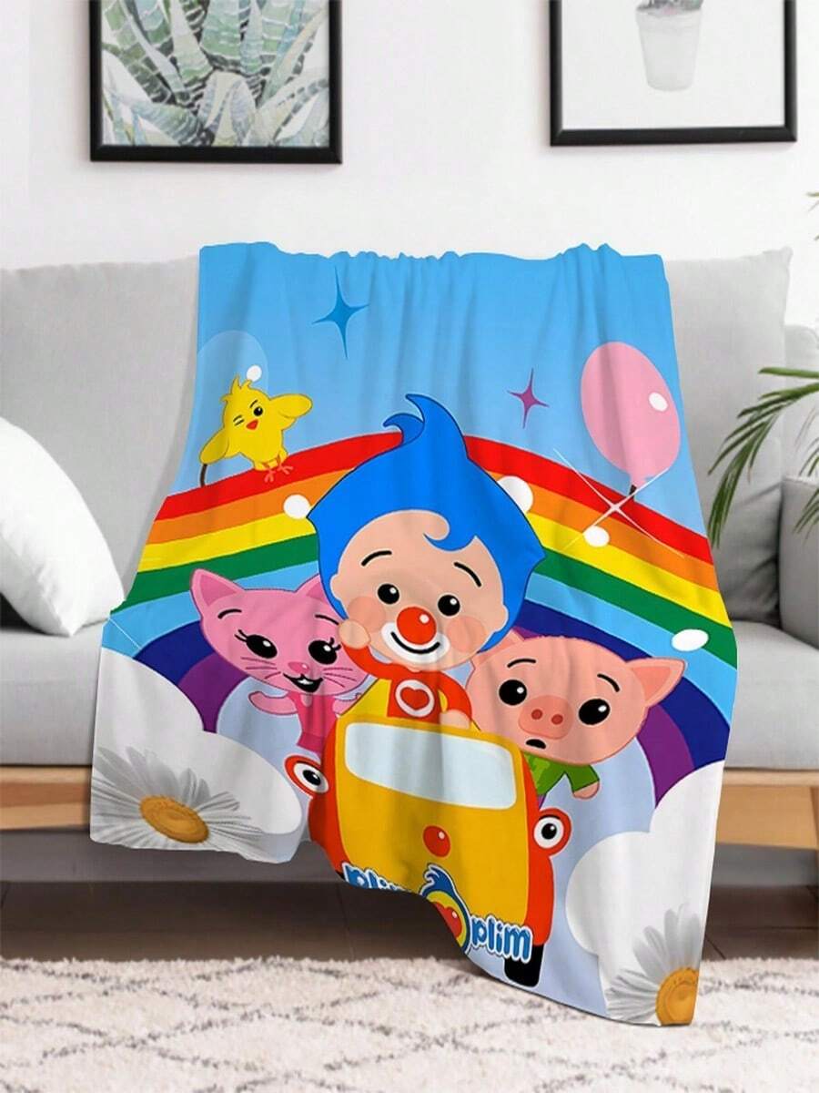 Portable P-Plim Cute Blanket Decorative Sofa Blankets King Lid Soft Plaid With Print Warm Throw Catnap Luxury Designer Bedding (5) - 白色 - 查看 1
