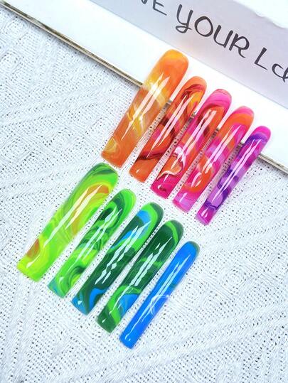 10 szt. nakładek Y2K, pełne pokrycie, sztuczne paznokcie, ręcznie robione, nakładane paznokcie, kolor ombre, idealne na wesela, imprezy, walentynki, urodziny, prezenty świąteczne, idealnie dopasowane, wielokrotnego użytku, 1 szt. żel żelowy/1 szt. mini paski polerujące, odpinany zestaw nakładek, odpowiednie dla kobiet i dziewcząt na imprezy świąteczne i do codziennego użytku, produkty do paznokci