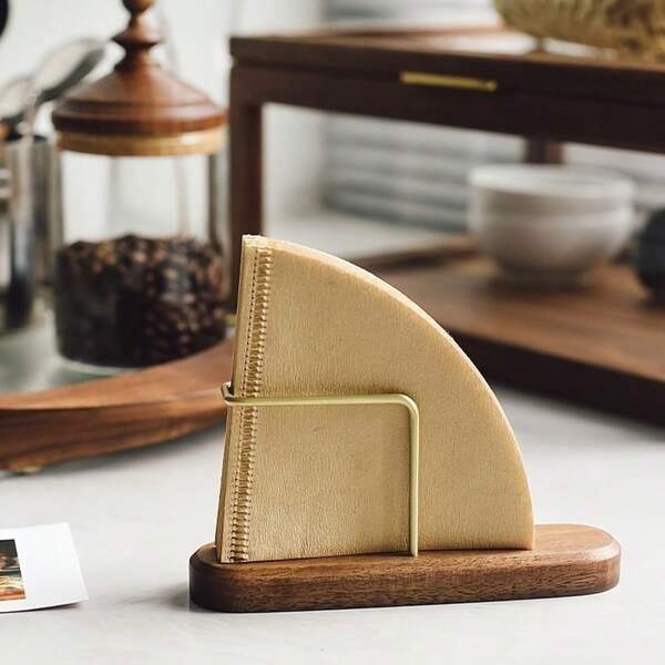 حامل فلتر القهوة اليدوي الأنيق المصنوع من النحاس الأصفر - حامل خشبي وفلزي صلب، مناسب للمكتب والتخييم والتموين - ضروري للمطبخ والطعام، حامل فلتر القهوة، لاستخدام المنزلي، نحاسي