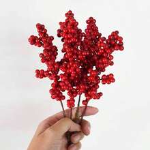 10 pièces/5 pièces - Pics de baies rouges artificielles avec aubépine, branches de baies rouges artificielles en mousse, baies de houx, décorations d'arbre de Noël, artisanat DIY, ornements de Noël, décoration de mariage et de maison, décoration de fête, arrangements floraux en soie, bouquet, plante pour couronne de Noël, décoration de maison pour fête de Noël