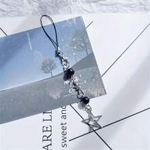 1 Stylish Simple Star-Shaped Mobile Phone Lanyard Y2K Women's Chain Pendant Classic Black Holiday Gift - Black - View 3