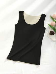 CELILIN 2pcs Women's Warm Reversible Thermal Lined Tank Top, Solid Color Comfortable Sports Undershirt - Multicolor - View 3