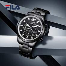FILA Reloj cronógrafo deportivo de cuarzo FILA - Esfera redonda con marcas de cuarto audaces, pulsera de acero inoxidable - Elegante y diseñado para estilos de vida activos y como regalo