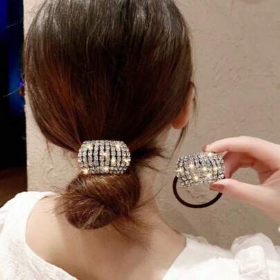 1pc Women's Fashion Crystal Rhinestone, Hair Tie, Hair Accessory, Ponytail Clip ,Ponytail Holders ,Hair Elastics ,Hair Rubber Bands ,Scrunchies ,Hair Rope