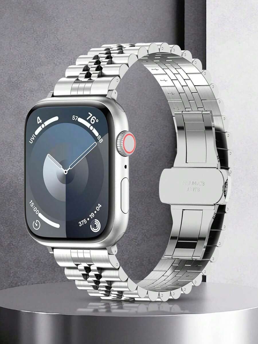 Huastonband 適用於 錶帶 38mm 40mm 41mm 42mm 44mm 45mm 49mm 46mm（不含手錶）銀色金屬錶帶 不鏽鋼可調節 男女通用 SE /S11/S10 /S9 /S8/ S7/ S6 /S5 /S4 系列相容錶帶 時尚優雅 適合年輕網紅 男友禮物 畢業禮物 夏季男女配飾 海灘不鏽鋼飾品