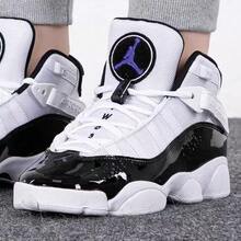 Giày bóng rổ cổ cao Air Jordan 6 Rings Six Crowns bằng da thoải mái, chống mài mòn, dành cho trẻ em trung bình và lớn - trắng - Xem 7