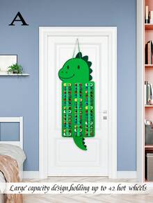 1 pièce Sac de rangement suspendu à 4 couches en forme de dinosaure vert, organisateur suspendu sur porte en forme de dinosaure de dessin animé, organisateur de rangement mural suspendu pour petites voitures, sac de rangement suspendu pliable, pour cuisine, chambre d'enfant, salle de bain, placard, chambre, dortoir, couches pour bébé.