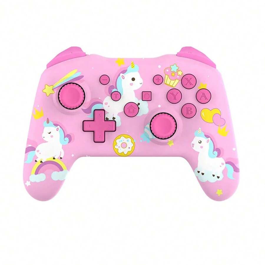 GAMINJA NS009 Wireless Bluetooth Controller, Compatible With Nintendo Switch/Switch 2/Switch Lite, Gamepad With Earphone Jack, 6-Axis Gyroscope, One-Key Rapid Fire, One-Key Wake-Up, Dual Vibration - Baby Pink - View 1