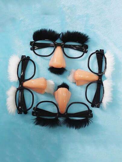 1/3/6 piezas Accesorios de disfraz de fiesta Barba Ceja Gafas Decoración de bolas Nariz falsa Barba Gafas