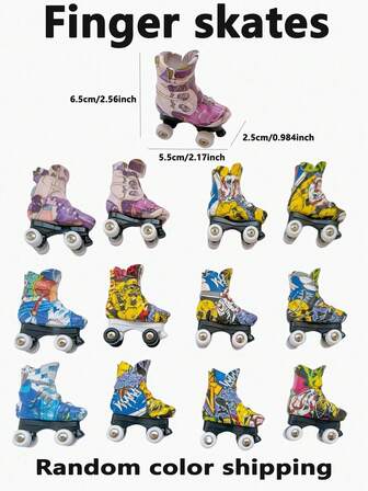 1 款青少年迷你手指鞋滑雪玩具，雪橇，全新桌面减压配件小玩具，随机图案和颜色，生日礼物，圣诞礼物，互动玩具，手指玩具，伙伴互动玩具