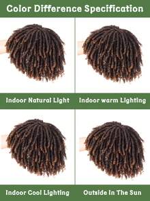 Men's Short Synthetic Fiber Braided Wig, Afro Bobcut, Black-Brown Crochet Braided Wig, Multi-Layer Breathable Faux Dreadlock Wig, For Everyday Wear - Multicolor - View 9