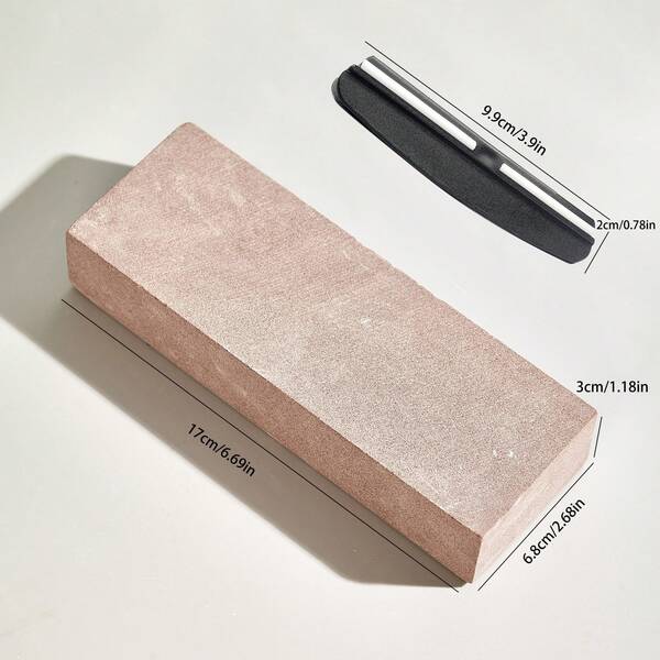 Conjunto de 2 pedras de amolar naturais de grão 1500 com auxílio de afiação, adequadas para reparo de ferramentas de cozinha e ao ar livre