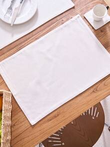 1/4/6pcs Plain Linen Rectangular Double-Layer Placemats, Vintage Style Kitchen Dining Table Decor, Non-Slip Thick & Durable Washable Mats Suitable For Daily Use, Holidays, Family Gatherings, Weddings, Parties, All Seasons - White - View 2
