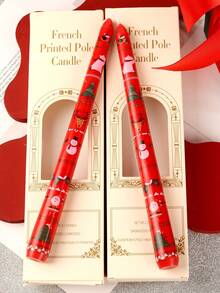 1 Bộ Nến in hình Giáng sinh/Chân nến có gân, Nến lãng mạn cho bữa tối, Thích hợp để trang trí nhà cửa, tiệc tùng, trang trí bàn ăn, quà tặng ngày lễ, bữa tối, tiệc/sự kiện, thư giãn/thiền định, ánh sáng tạo không khí, trang trí Giáng sinh, trang trí phòng, quà Giáng sinh - Nhiều màu - Xem 5