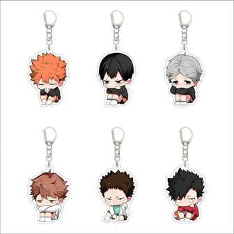 DELUSTA Haikyuu!! Volleyball Youth Animation Double-Sided High-Definition Acrylic Keychain.Hinata Shoyo Kageyama Tobio Sugawara Koushi Kawaii Animation Peripheral Anime Pendant Pendant Anime Collection Gift Party Gift