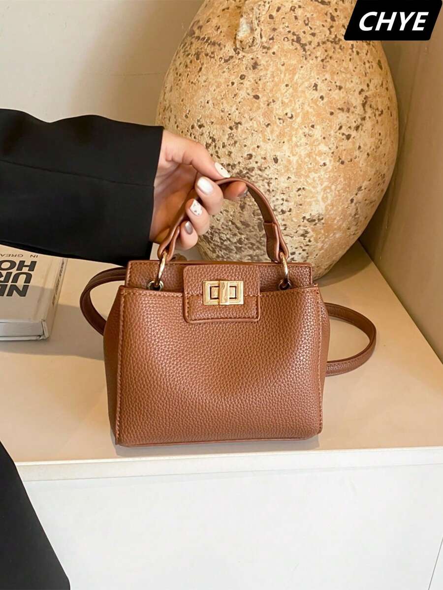 1 Stück Mini-Handtasche im Vintage-Stil für Lippenstifte, Umhängetasche für Frauen für Partys mit Metall-Dekor, tragbare einfarbige Tasche mit verstellbarem Riemen für Mädchen und Teenager, leichter Luxus Damen-Tasche, elegante Crossbody-Handtasche vielseitig für die Arbeit