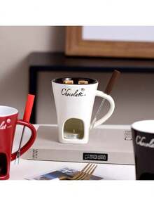 1-Piece Ceramic Chocolate Cheese Hot Pot Set - The Base Is Paired With A Ceramic Bowl, Suitable For Use On Valentine's Day, Parties, And Family Gatherings - No Need For Stove Heating, Easy To Clean Surface, Ideal Gift For Cheese, Chocolate, And Dessert Lovers, Modern Kitchen Utensils, Elegant Plates And Dishes, Butter Warmer, Essential For Home Cooking.