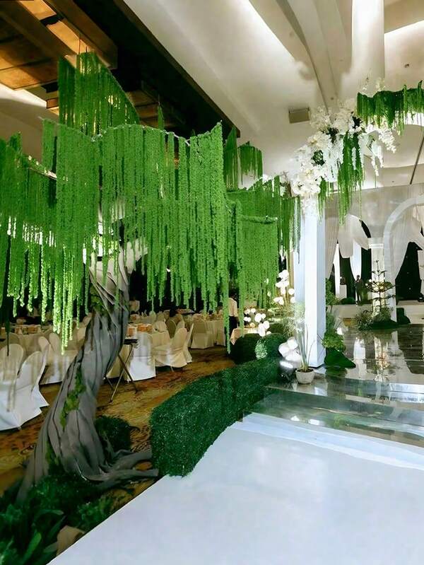 1pc Artificial Weeping Willow Fake Green Plant, 4 Colors Available, Beaded Decor Hanging Branch, Suitable For Spring/Summer Decoration, Wedding, Stage, Living Room, Bedroom, Office, Home