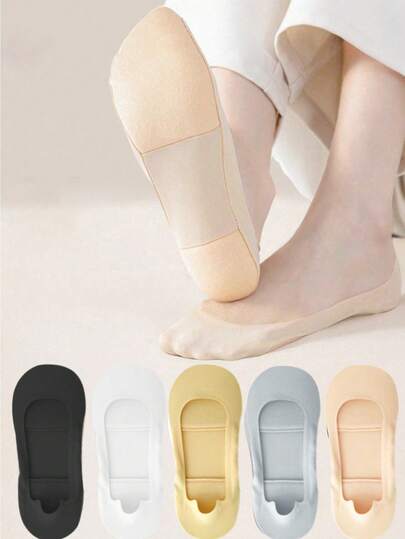 3双装女士3D船袜，透气加厚蝴蝶结足底按摩保健隐形袜，硅胶防滑丝质船袜，圣诞礼物