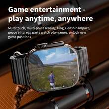 LOKMAT Smartwatch con pantalla AMOLED curva de 2.06 pulgadas, compatible con tarjeta SIM 2G/3G/4G/5G, botón giratorio de 180°, cámara HD, Wi-Fi, acceso a internet, descarga de aplicaciones, monitoreo de frecuencia cardíaca y oxígeno en sangre, reloj inteligente Android