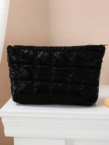 1pc Quilted Down Makeup Bag, Fashion Thickened Makeup Bag, Quilted Embroidered Diamond Pattern Makeup Bag, Casual Clutch, Warm Mini Bag, Cosmetic Storage Bag, Cosmetic Storage Pouch, Mini Makeup Bag, Travel Makeup Bag, Christmas Gift, Friend Gift, Gift, Mother's Day Gift - Multicolor - View 6