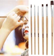 6 Pinceles de Pintura al óleo de Arte Maquillaje, Profesional Pincel de Maquillaje Facial de Halloween Pincel de Pintura de Acuarela para Fiesta de Halloween Doodle - 1 - Ver 5