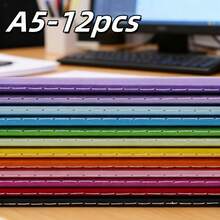 Bộ 6/12 cuốn sổ tay nhỏ A6/A5 màu trơn, sổ ghi nhớ tối giản, giấy bên trong khâu chỉ màu cầu vồng, phù hợp cho học sinh hoặc nhân viên văn phòng, kích thước nhỏ A6, tiện mang theo, 30 tờ/60 trang. - Nhiều màu - Xem 12