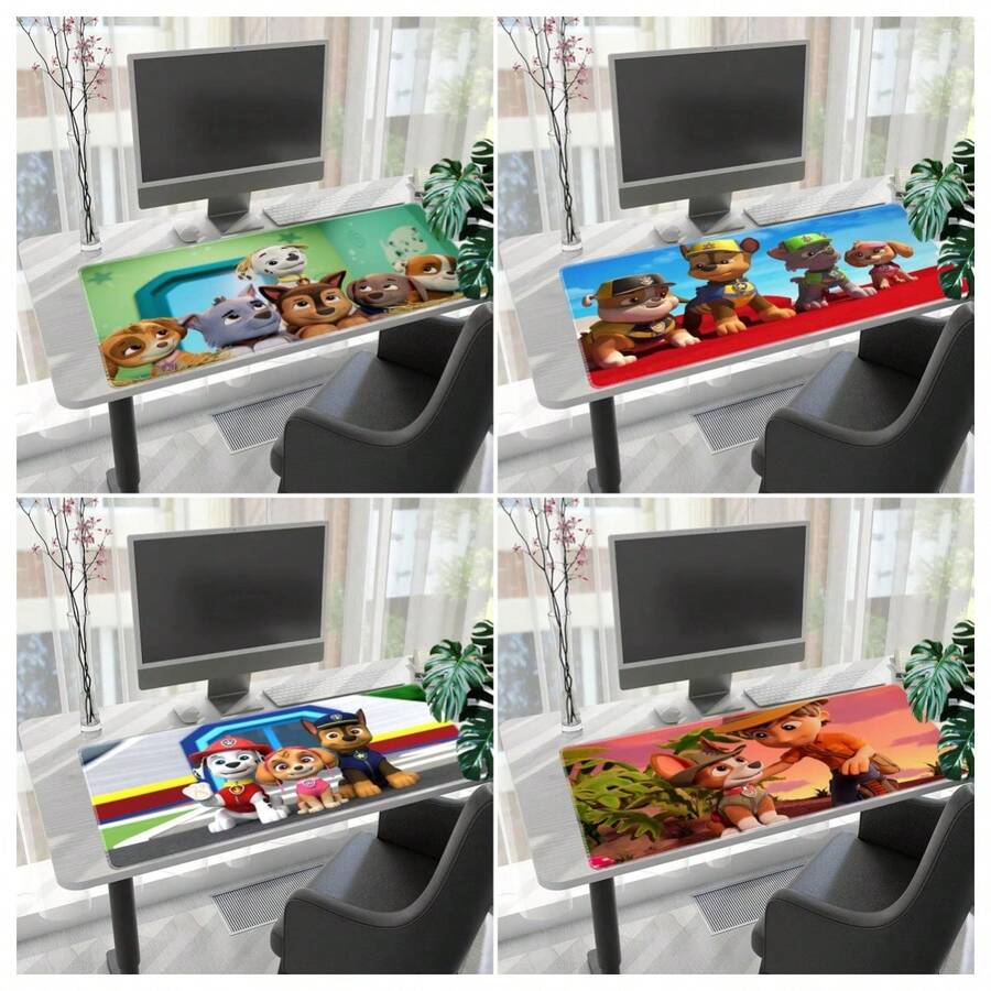 1pc  Cartoon Characters Printed XXL Mousepad, Multi-Functional Desk Mat For Gaming, Office, Soft Rubber Material With Non- Base, Smooth Surface, Ideal Gifts For Kids, Family And Friends, Mouse Pads For Desk
