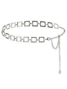 1 Peça Corrente de Cintura Geométrica Oca Minimalista Feminina, Adequada para Vestidos Diários e Acessório de Roupa Formal