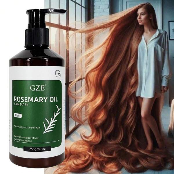 GZE Rosemary Oil Hair Mask For Scalp Health & Shine - Deep Cleansing Treatment To Revitalize Dry, Damaged Hair For Frizz Control & Strength