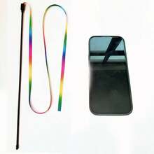 Interactive Cat Rainbow Wand Toys, Interactive Cat Teaser Wand String, Colorful Ribbon Charmer For Most Cats And Kittens - Multicolor - View 11